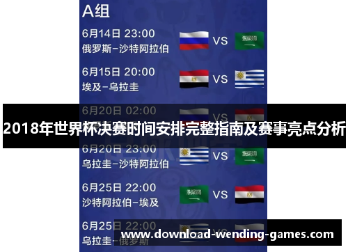 2018年世界杯决赛时间安排完整指南及赛事亮点分析
